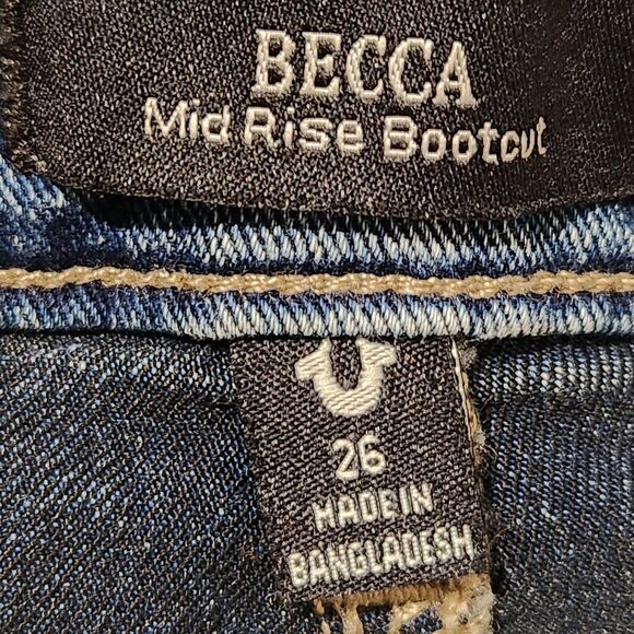 True Religion Jeans Size 26 Becca Mid Rise Bootcut Flap Pockets Stretch Denim - Picture 10 of 14
